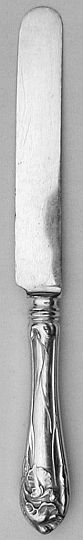 Flower De Luce aka Fleur De Luce 1904 Silverplated Old French Blunt Blade hollow handle Dinner Knife