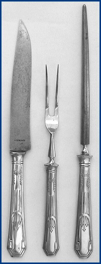 Art Deco Germany Steak Carving Knife Fork Sharpening Rod set