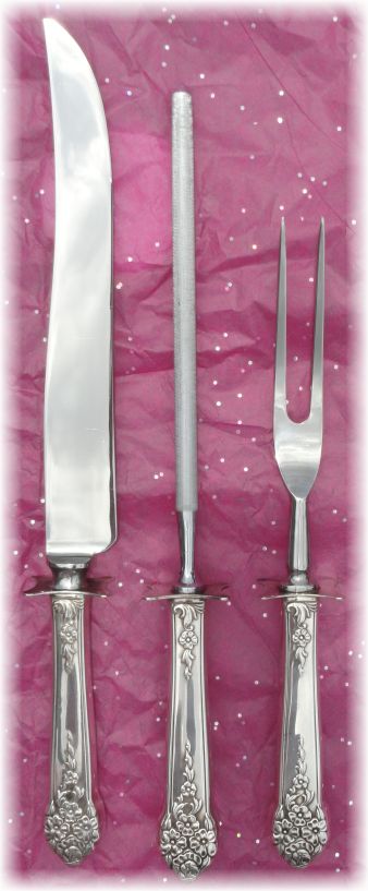 Moss Rose Silverplated 3-pcs Large Roast Carving Set