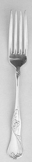 Rose and Scrolls 1950s Silverplated Dinner Fork