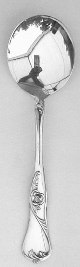 Rose and Scrolls 1950s Silverplated Gumbo Soup Spoon