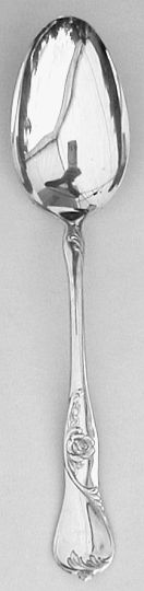 Rose and Scrolls 1950s Silverplated Table Serving Spoon